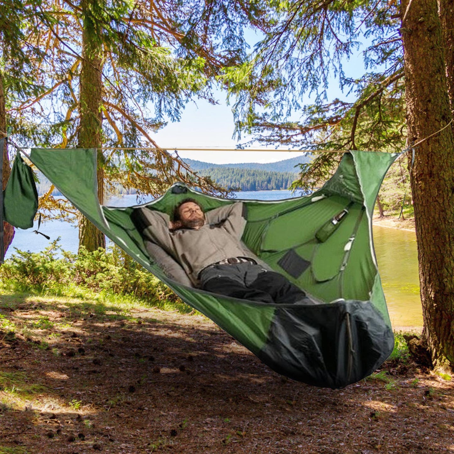 Suspension Kit Outdoor Camping Hammock with Bug Net