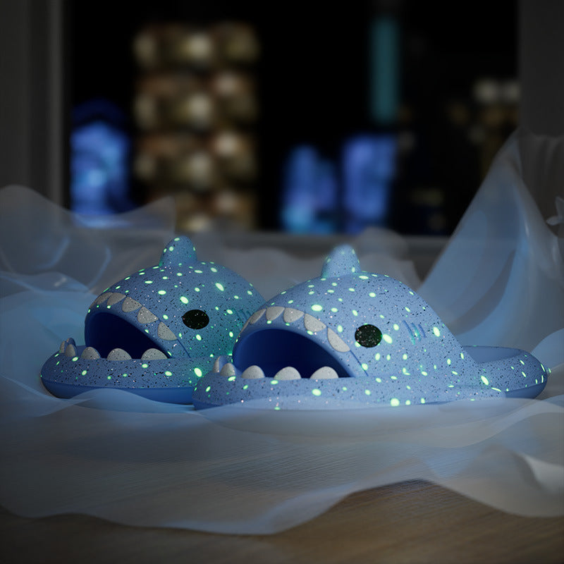 Shark Slippers With Starry Night Light Design Bathroom Slippers Couple House Shoes For Women